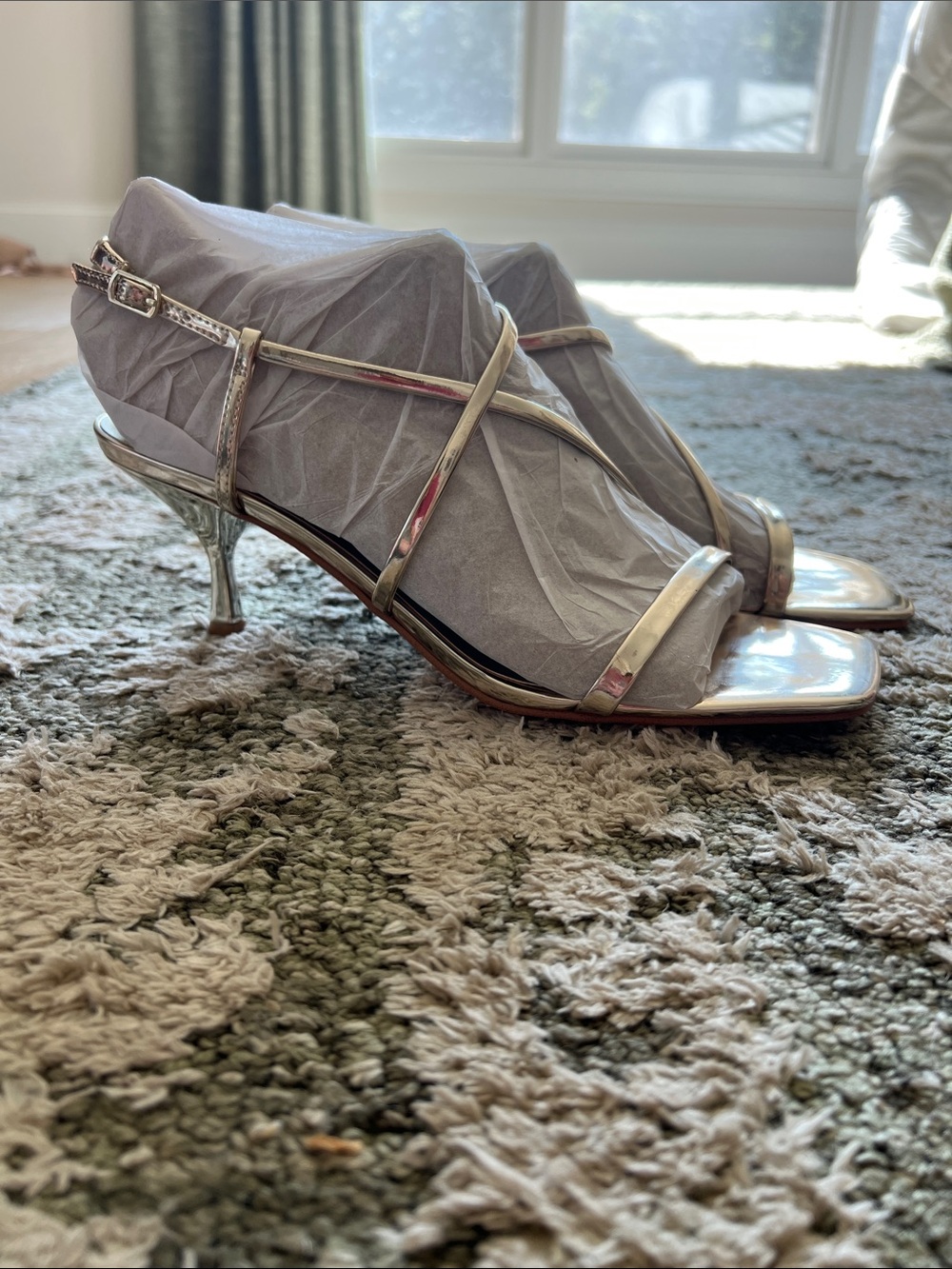 NEW Nine West Gold Strappy Kitten Heel Sandals